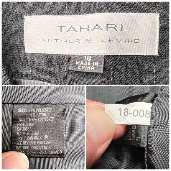 Tahari Arthur S. Levine Pinstripe Blazer Jacket Black Size 18 - Picture 3 of 10